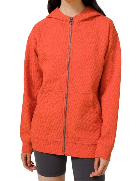 lululemon athletica Tops - LULULEMON Heathered Brick/White All Yours Zip Hoodie Bubble Dot 6